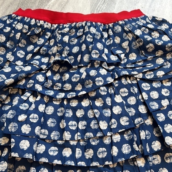 Lane Bryant tiered polka dot skirt blue & white with red band size 18/20 - Picture 7 of 9
